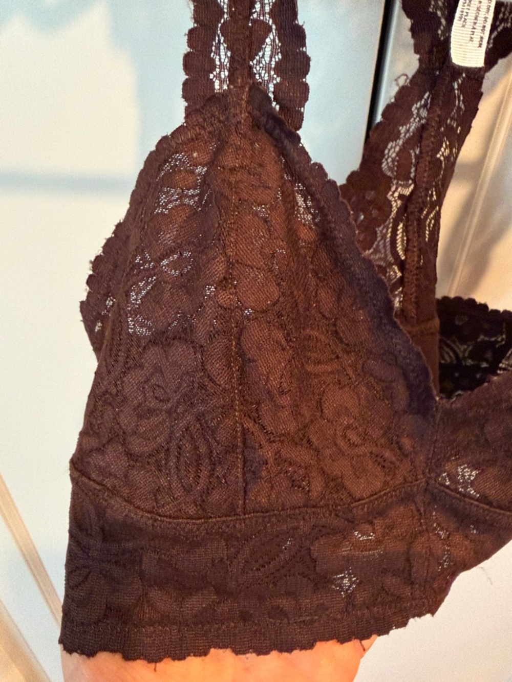 Free People Lace Racerback Bralette in Chocolate Brown - Picture 3 of 5